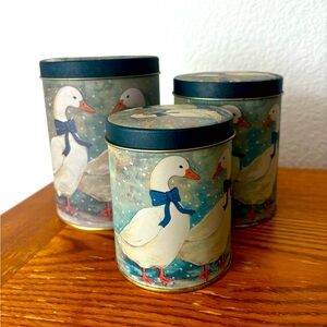 Vintage Geese nesting canister set; 6”, 5.25”, 4.5”
